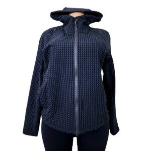 Lululemon Women Black Graphite Grey Water-Repellent Grid Fleece Hiking Jacket S